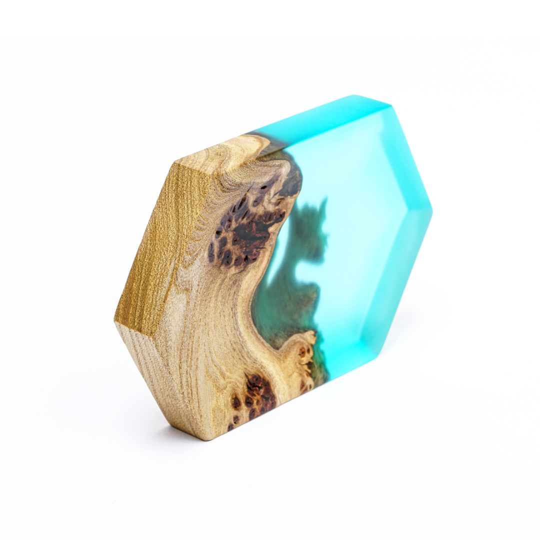 Wood & Resin Jewelry Tray INFINITY – Elm Aqua Blue