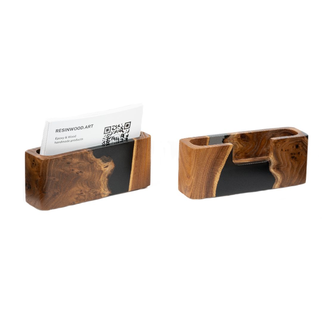 Wood & Resin Card Holder SMART – Elm Black