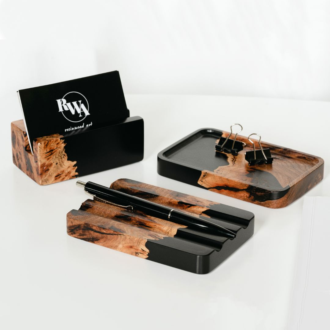 Wood & Resin Tray ELEMENT – Elm Black