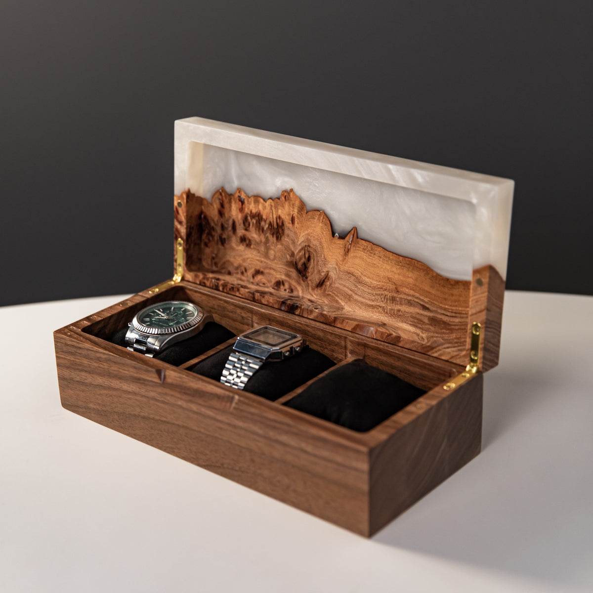 Watch Case made of Platinum Epoxy & Solid Wood - TEMPO