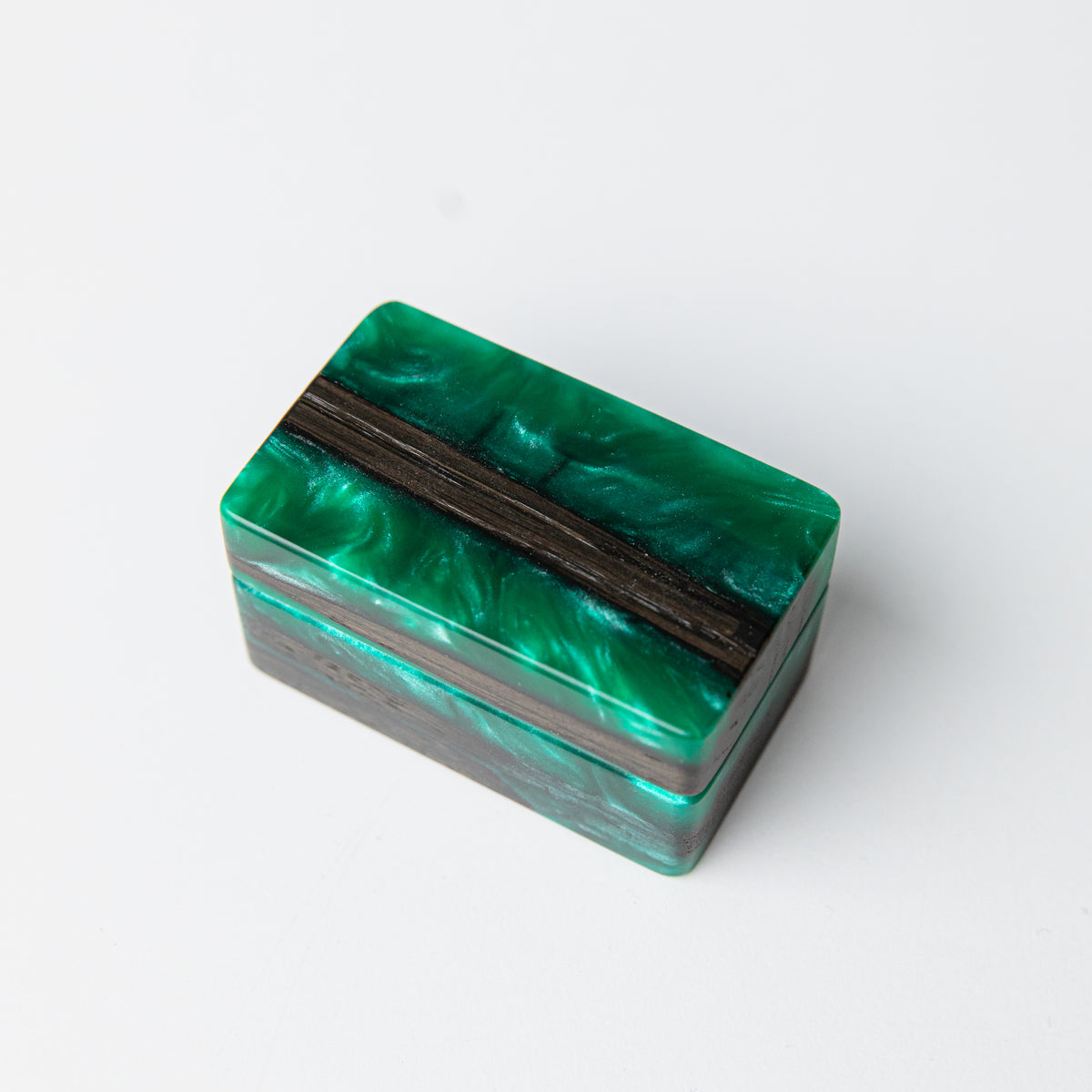 Wood & Resin Wedding Ring Box MUSE – Oak Green