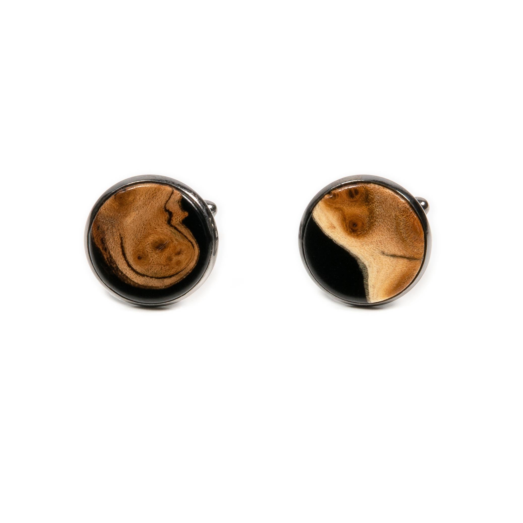 Wood & Resin Cufflinks GALLANT – Olive Black