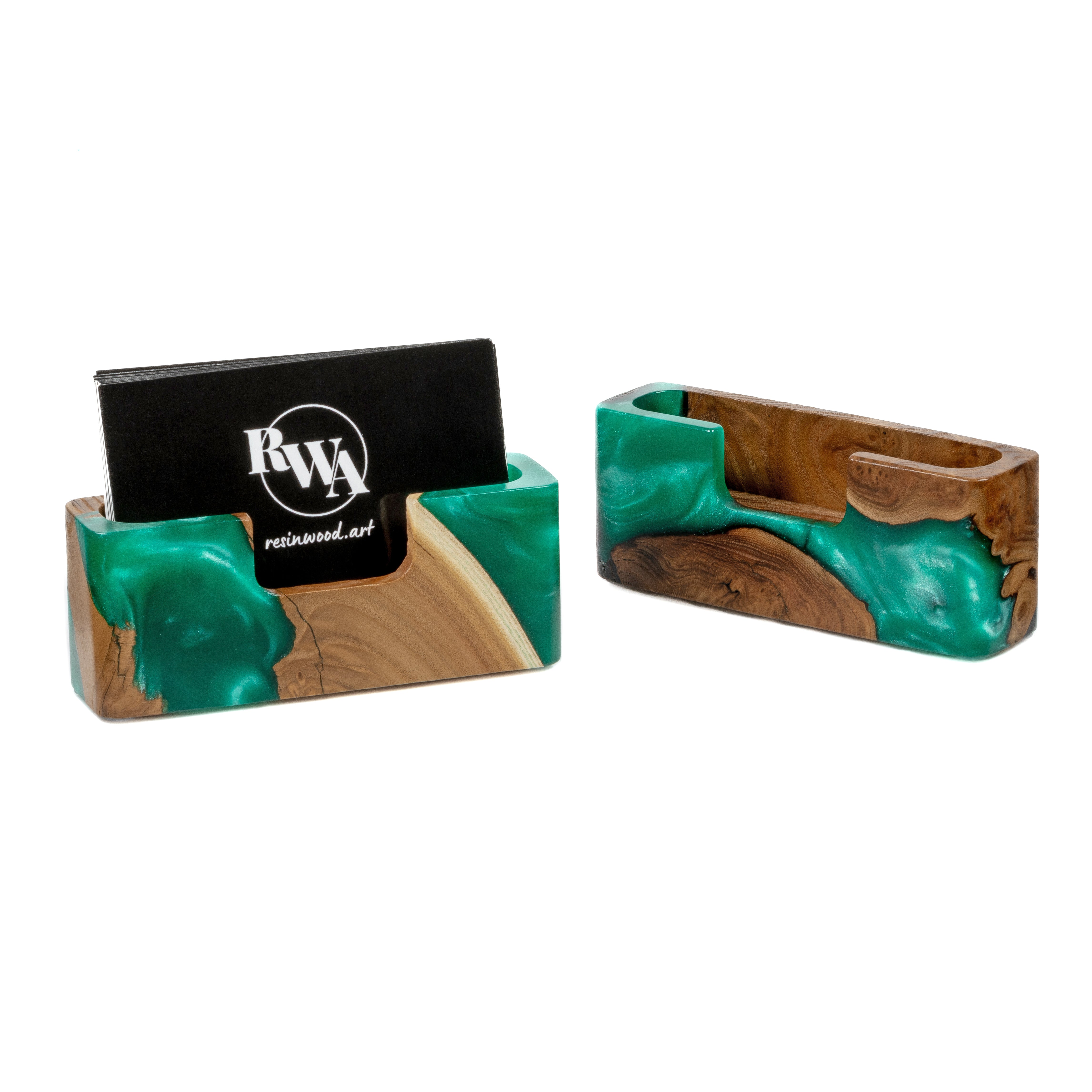 Wood & Resin Card Holder SMART – Elm Green