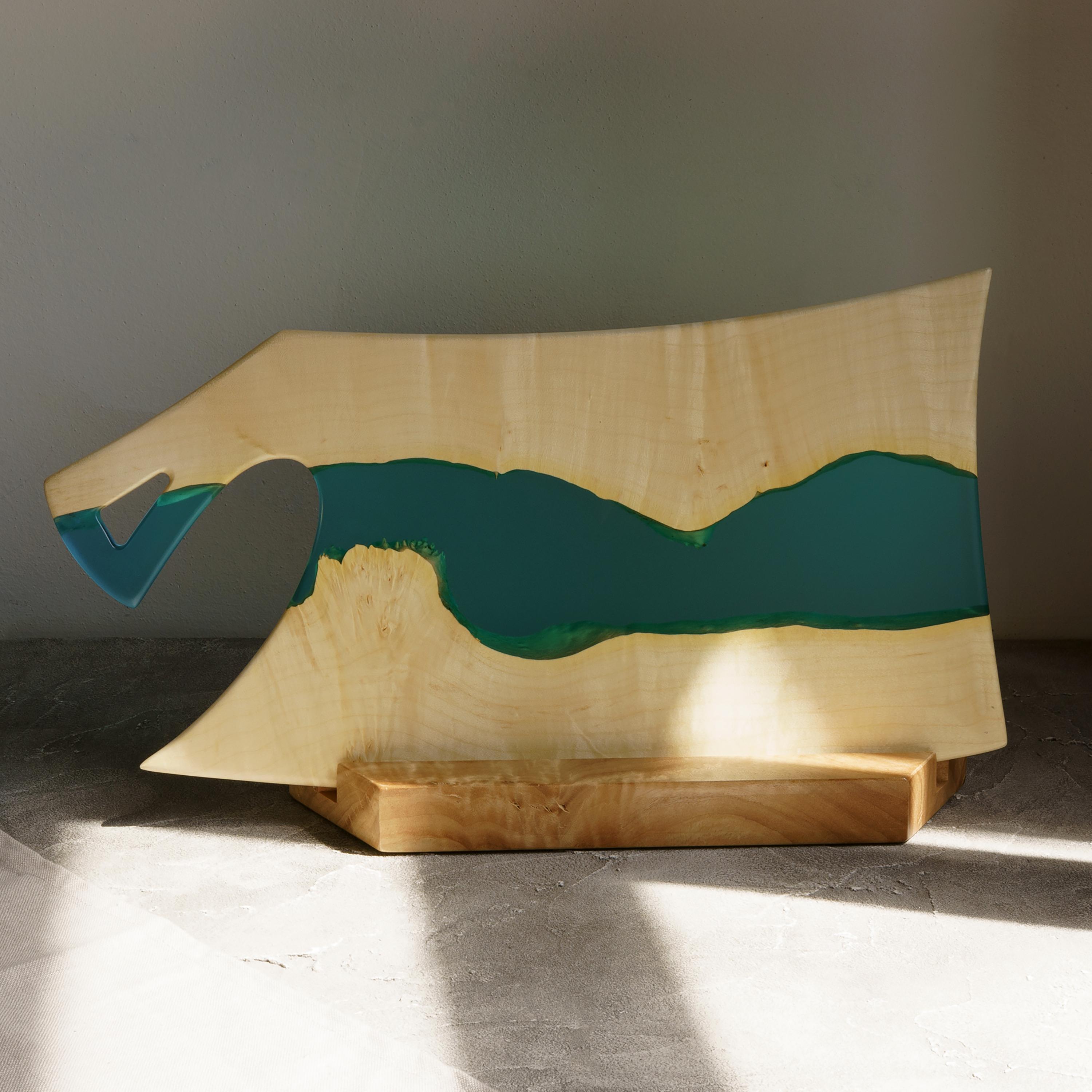 Wood & Resin Charcuterie Board CLEAVER – Maple Aqua Blue