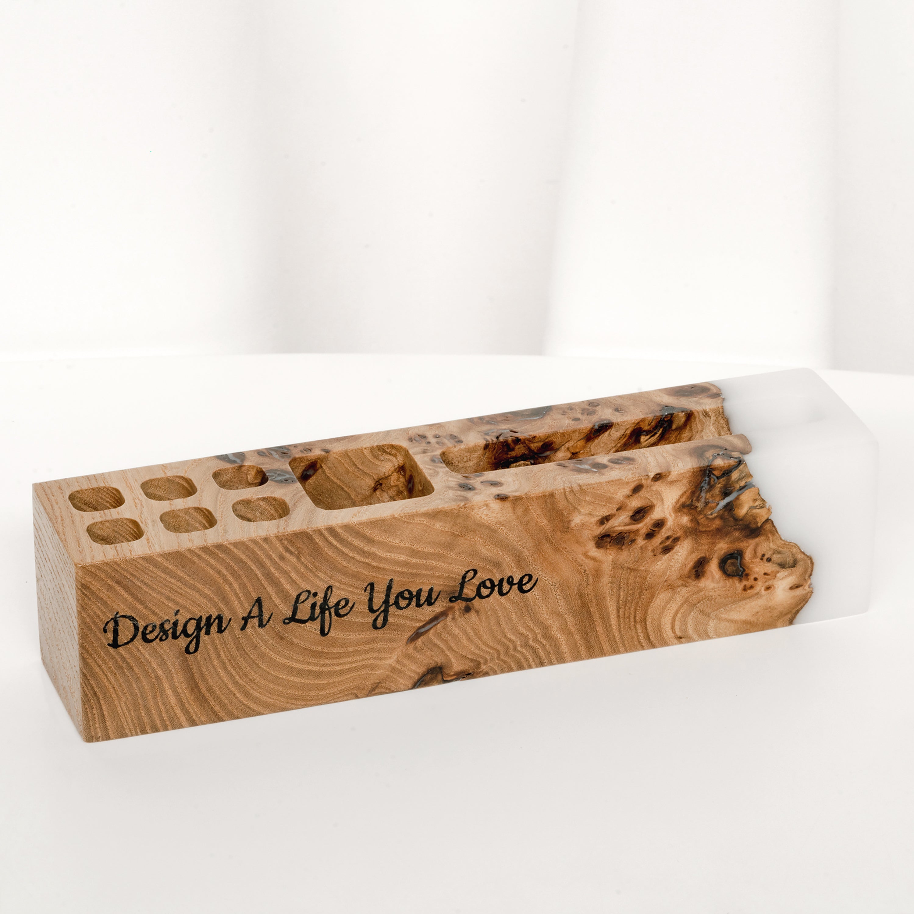 Wood & Resin Desk Organizer ELEMENT – Elm White