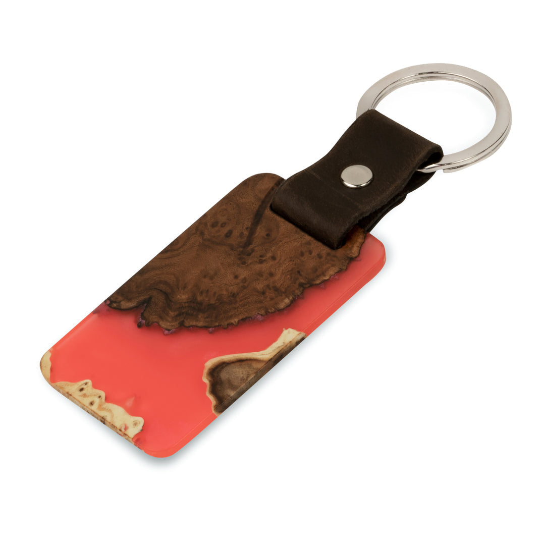 Wood & Resin Keychain – Olive Ruby