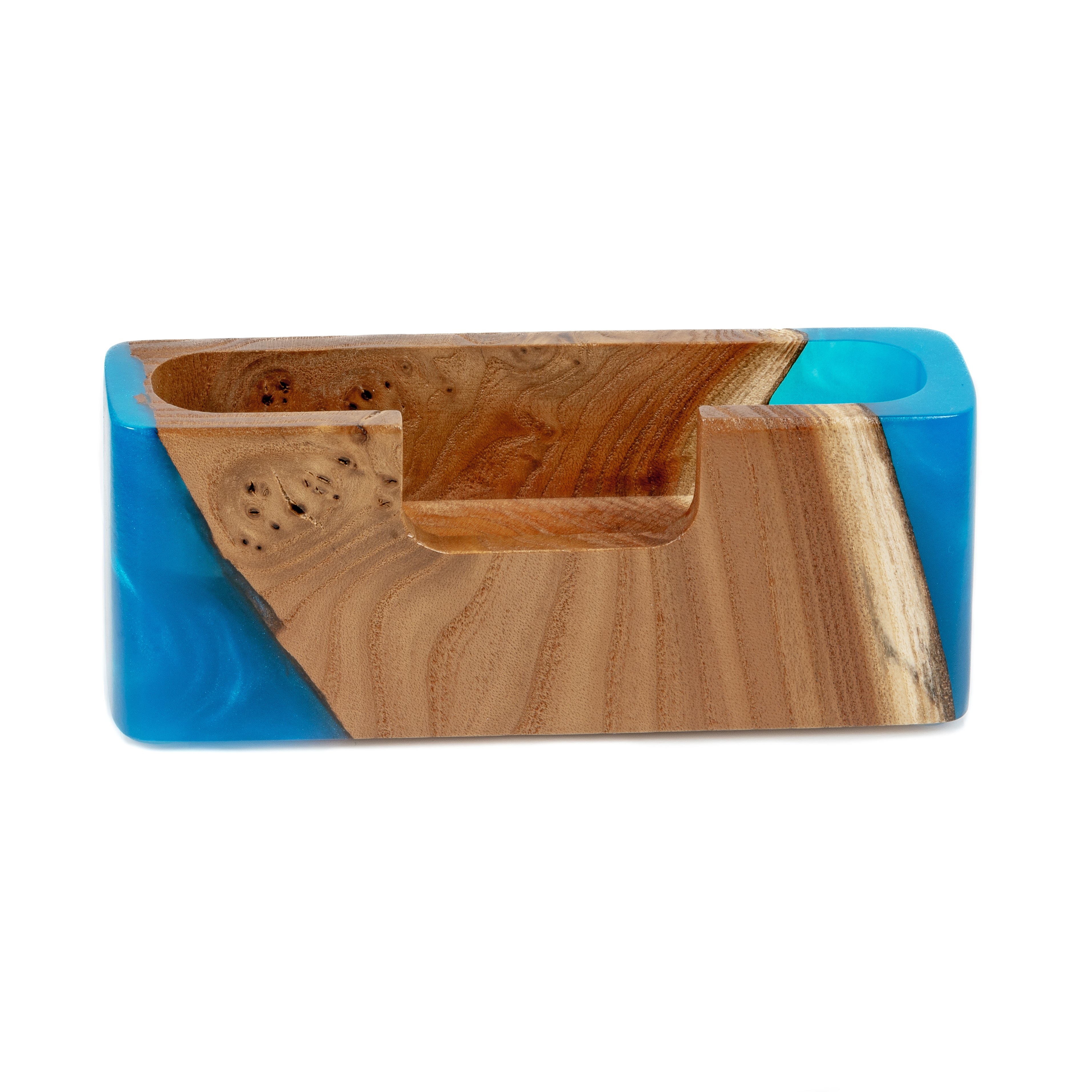 Wood & Resin Card Holder SMART – Elm Blue