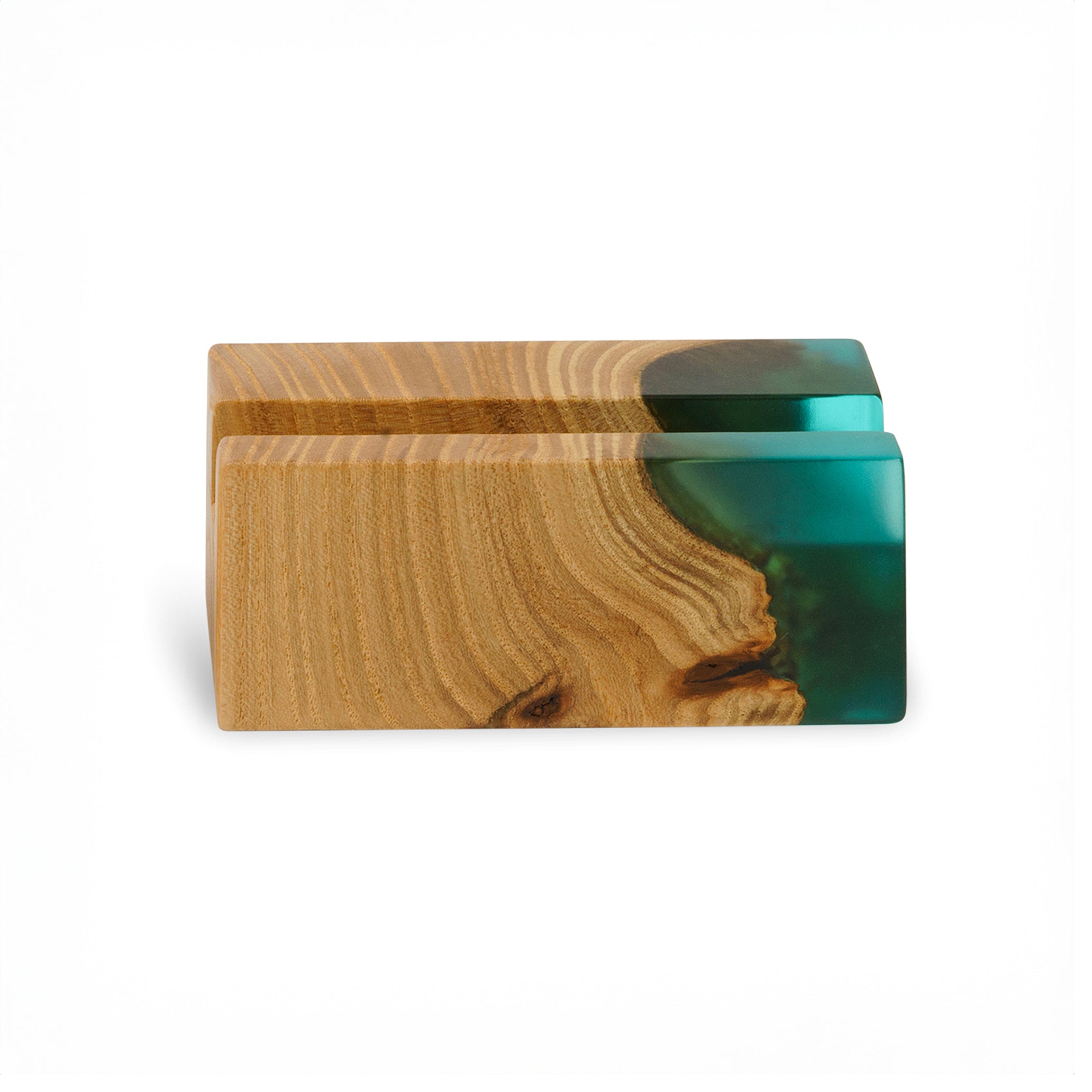 Wood & Resin Card Holder ELEMENT – Elm Aqua Blue