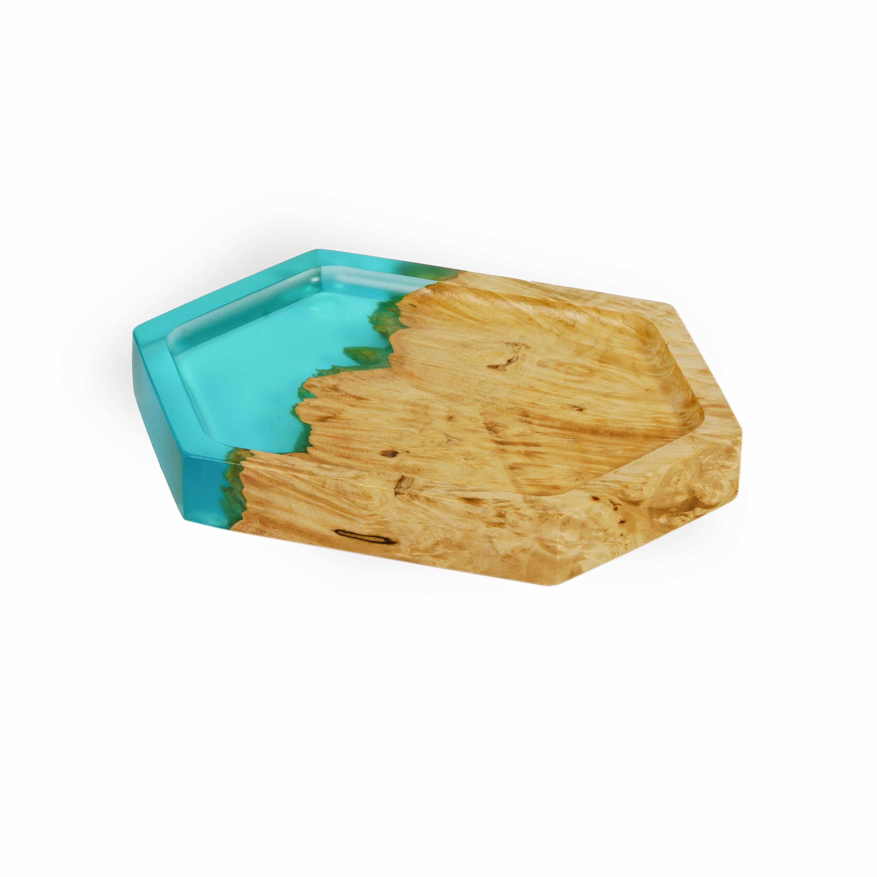 Wood & Resin Jewelry Tray INFINITY – Maple Aqua Blue