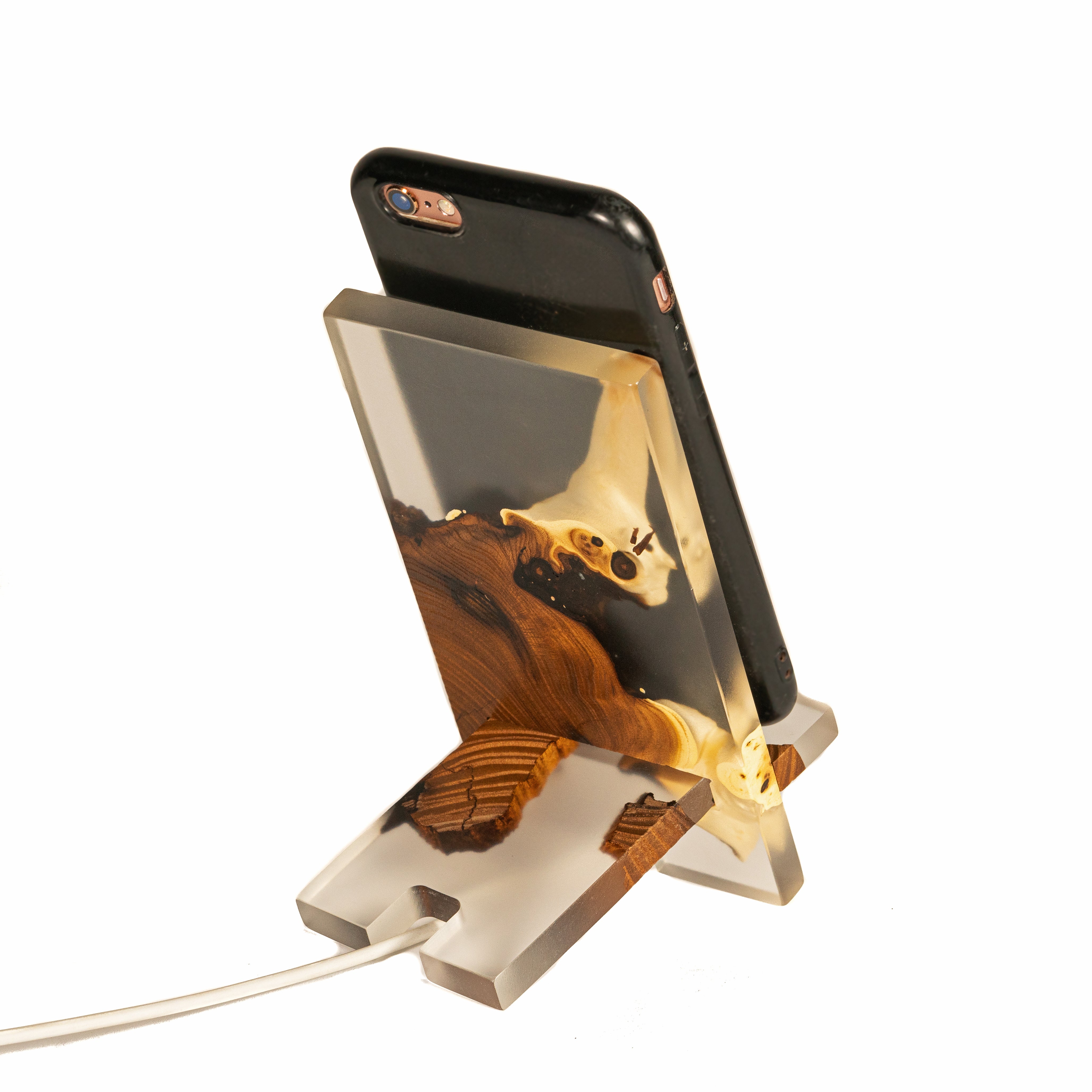 Breeze Epoxy Resin &  Dark Wood Phone Holder