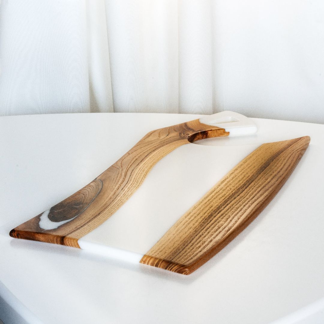 Wood & Resin Charcuterie Board CLEAVER – Elm White