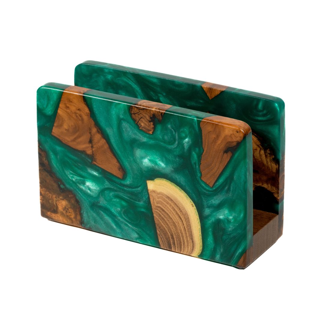 Wood & Resin Rectangular Napkin Holder HYGGE – Olive Green