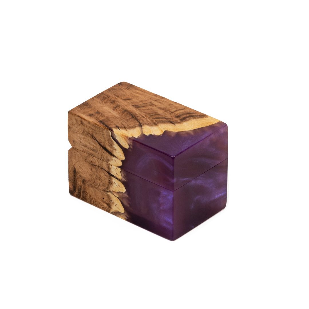 Wood & Resin Wedding Ring Box CHORD – Elm Purple