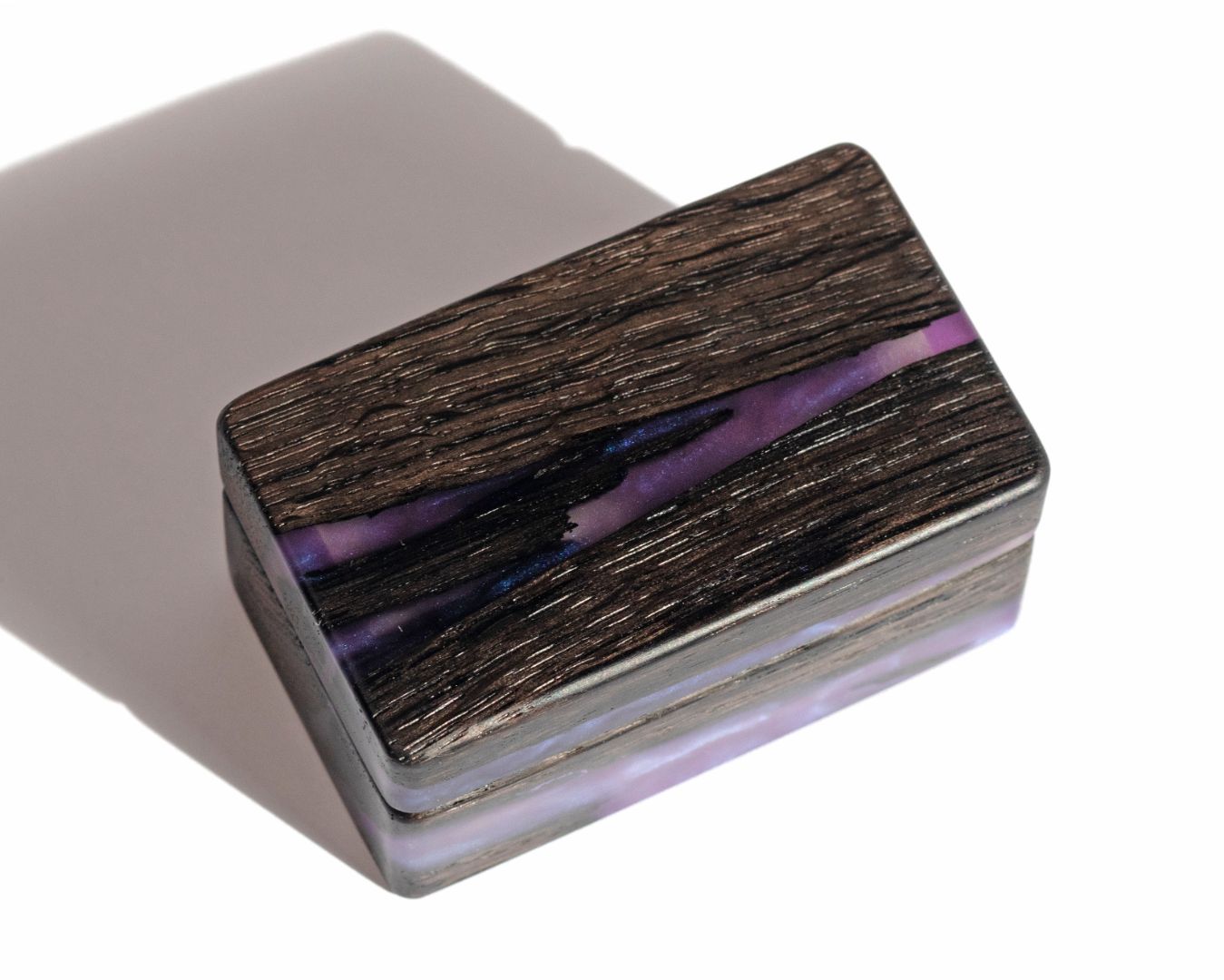 Wood & Resin Wedding Ring Box MUSE – Oak Purple