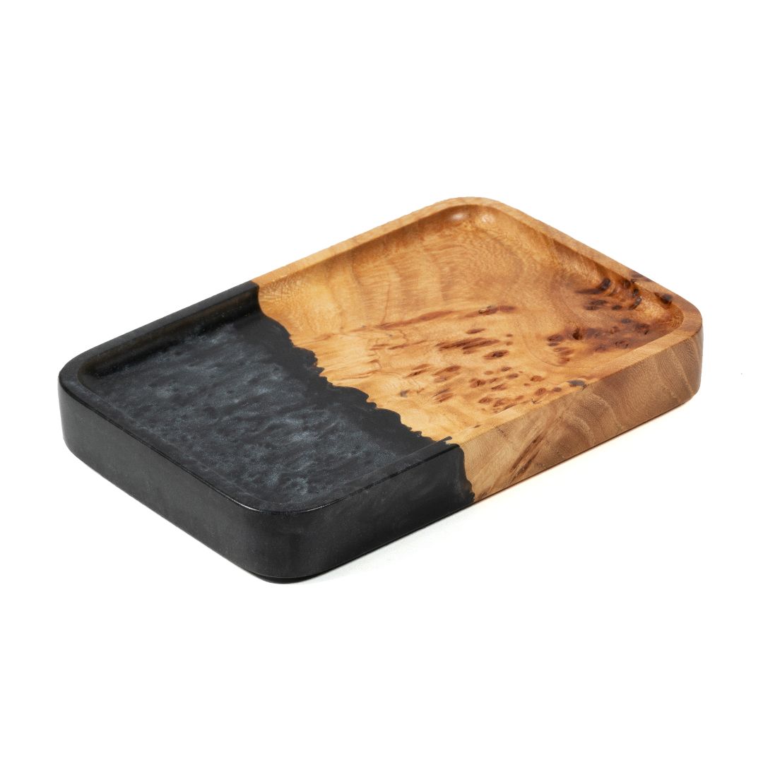 Wood & Resin Tray ELEMENT – Elm Black