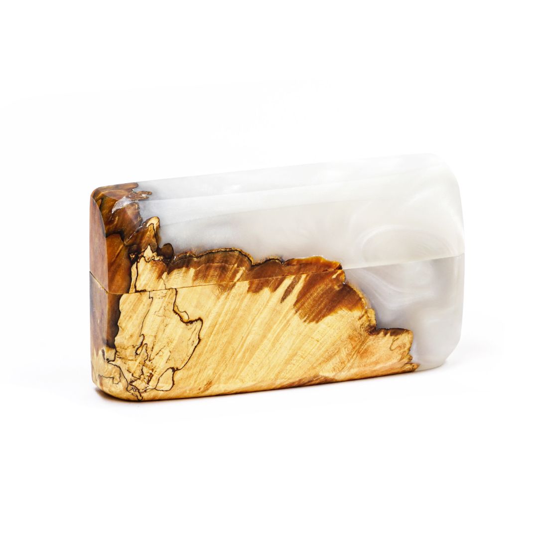 Wood & Resin Wedding Ring Box FLASH – Maple Platinum