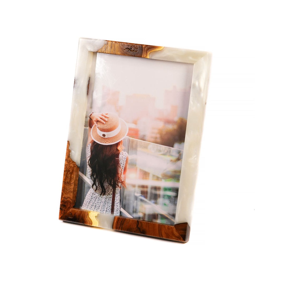 Wood & Resin Picture Frame TEMPO – Olive Platinum