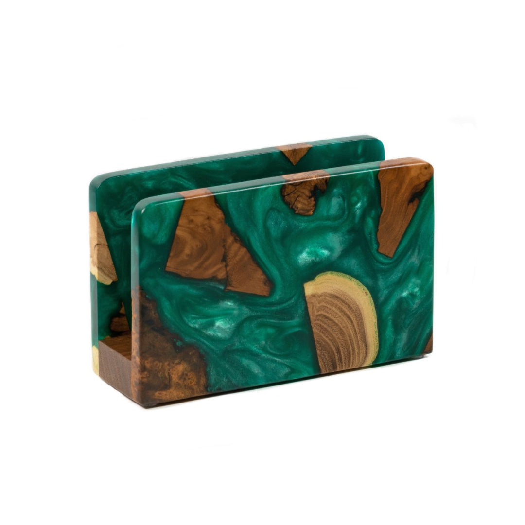 Wood & Resin Rectangular Napkin Holder HYGGE – Olive Green