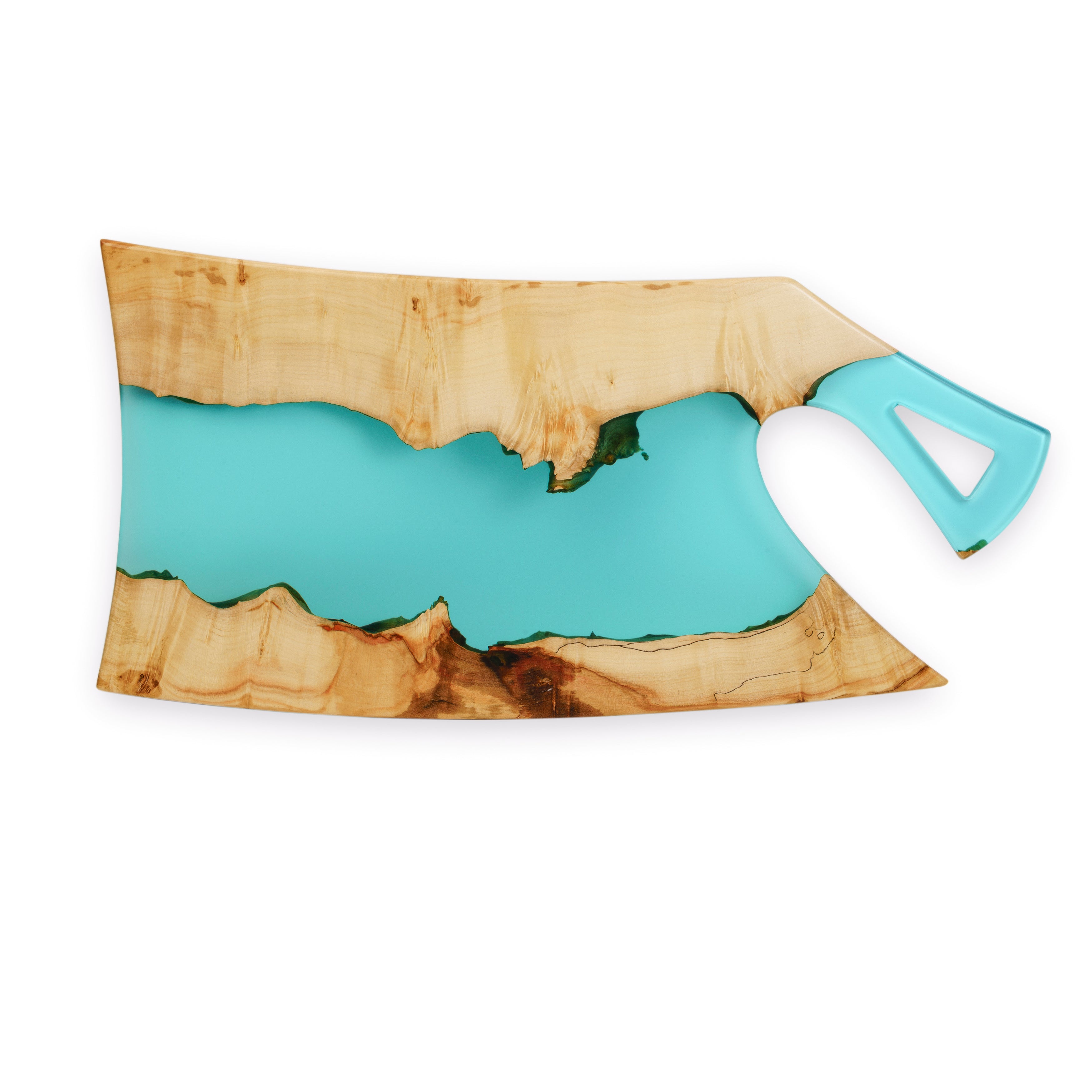 Wood & Resin Charcuterie Board CLEAVER – Maple Aqua Blue