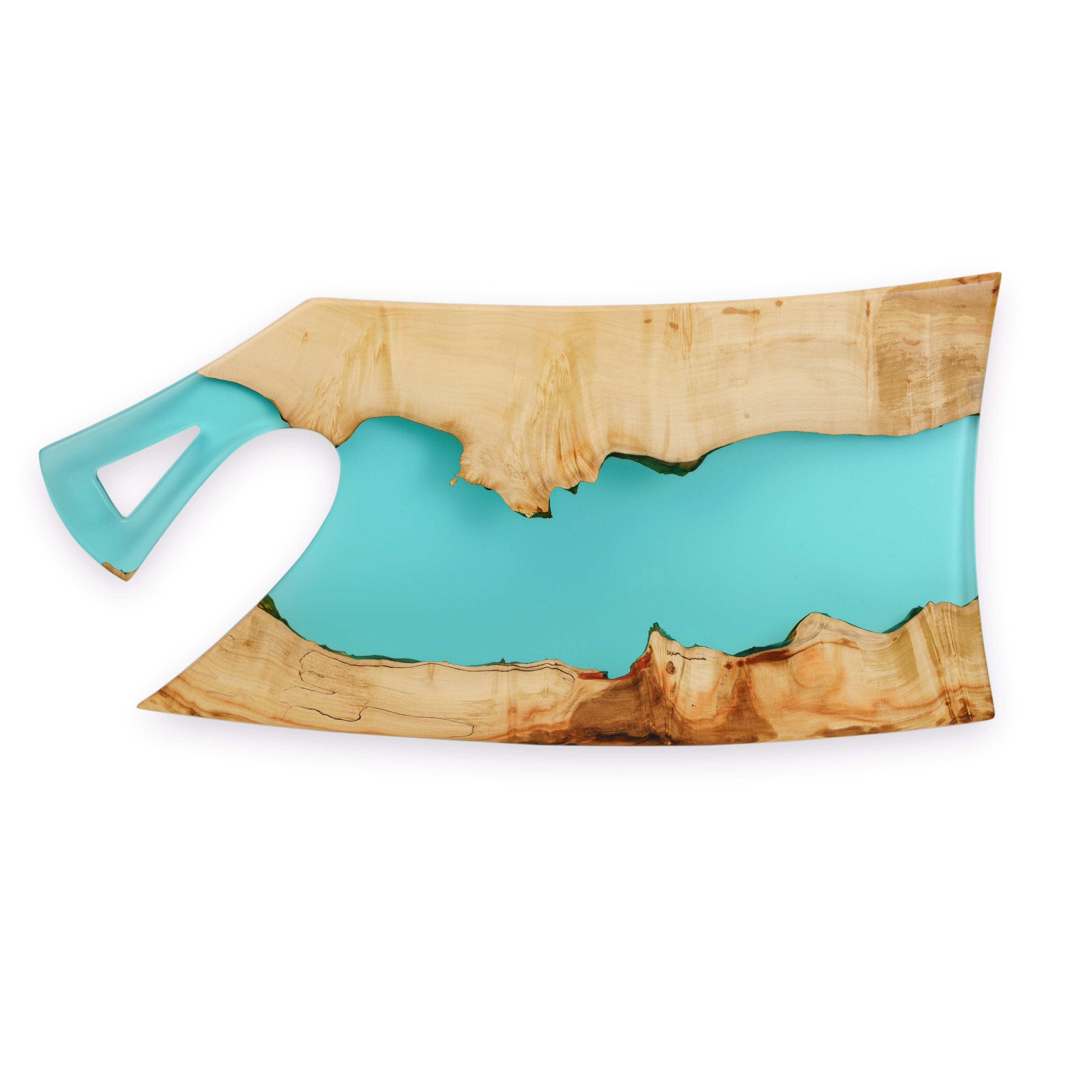 Wood & Resin Charcuterie Board CLEAVER – Maple Aqua Blue